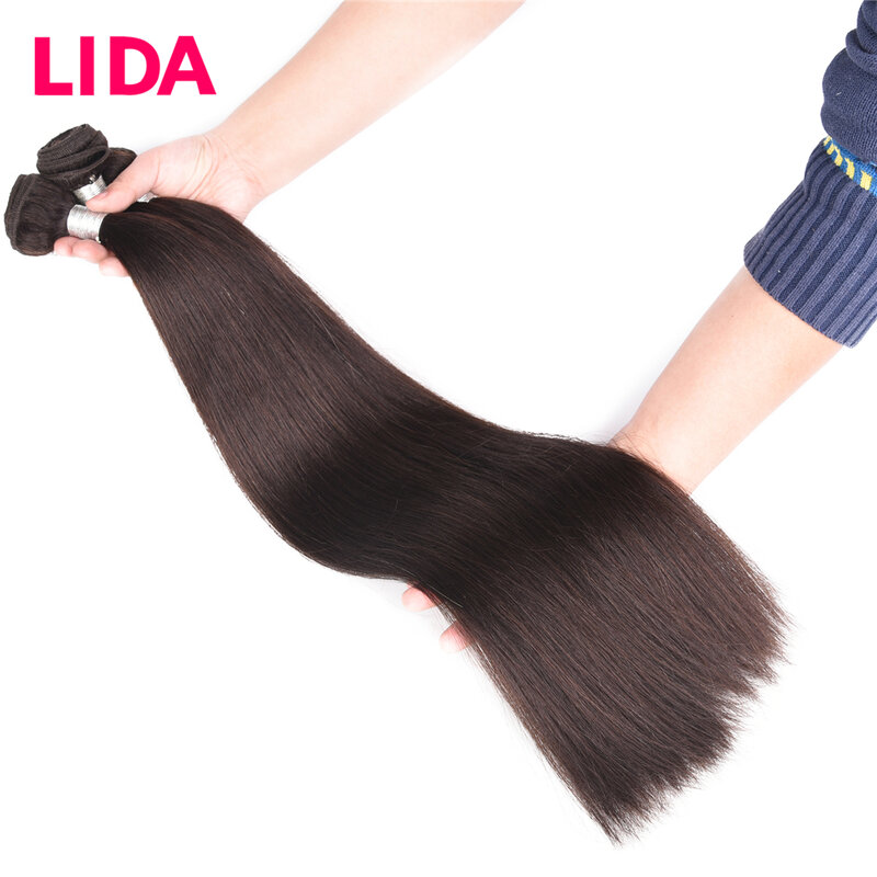 Lida Chinese Steil Haar Bundels Niet-Remy Human Hair Extensions 100 G/stuk Drie Bundels Deal Voor Vrouwen