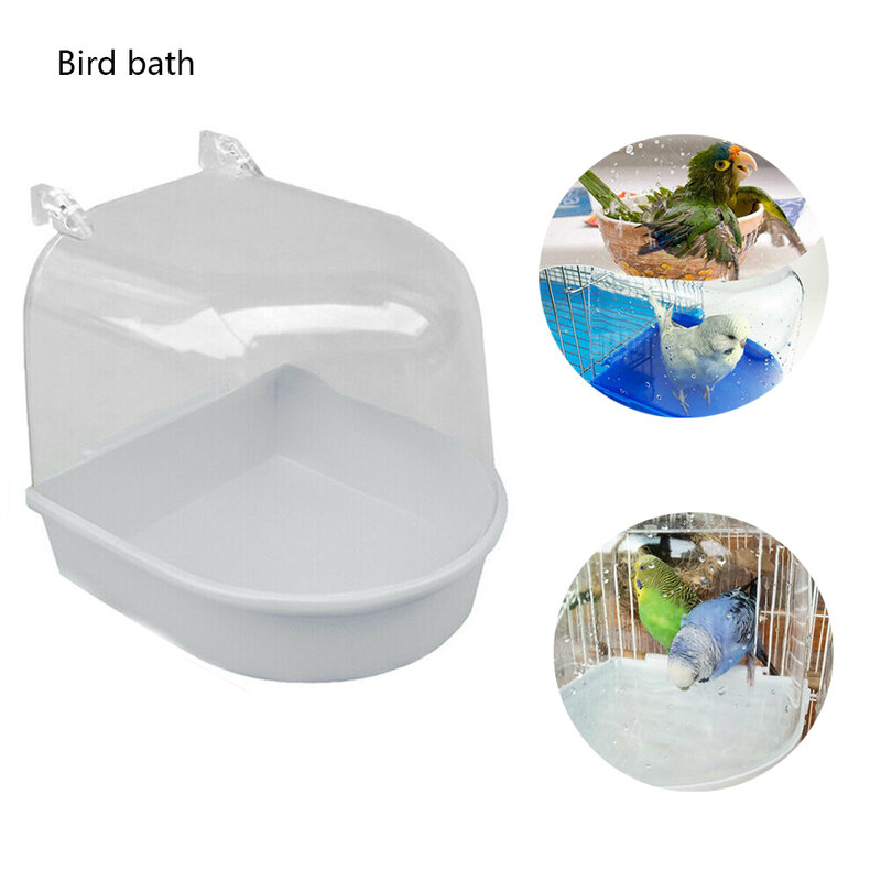 2019 Parrot Bird Bath Bathtub Bath Box Bird Cleaning Tool Cage Accessories Parrot Bath Transparent Plastic Hanging Tub Shower