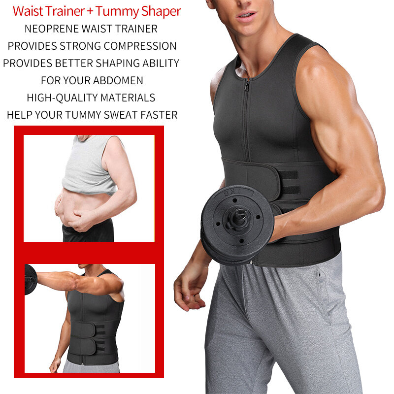 男性用ウエストトレーナー,腹部と腹部のボディを減らすサウナベスト