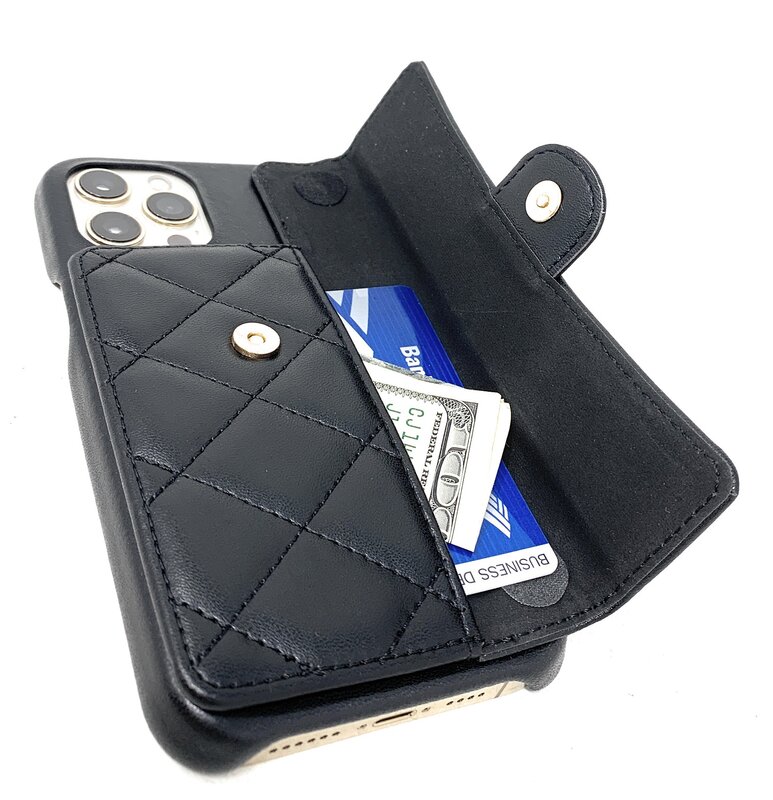 Capa de telefone para Apple iPhone 14 Pro Max, carteira com ranhuras para cartões, alça destacável, bolsa de ombro feminina, carteira para menina, moda