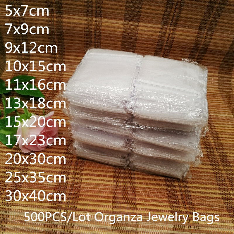 500 Stuks Organza Koord Sieraden Zak Gift Bags Voor Sieraden Verpakking Display Zakjes Sieraden Bag Wedding Party Organza Tassen
