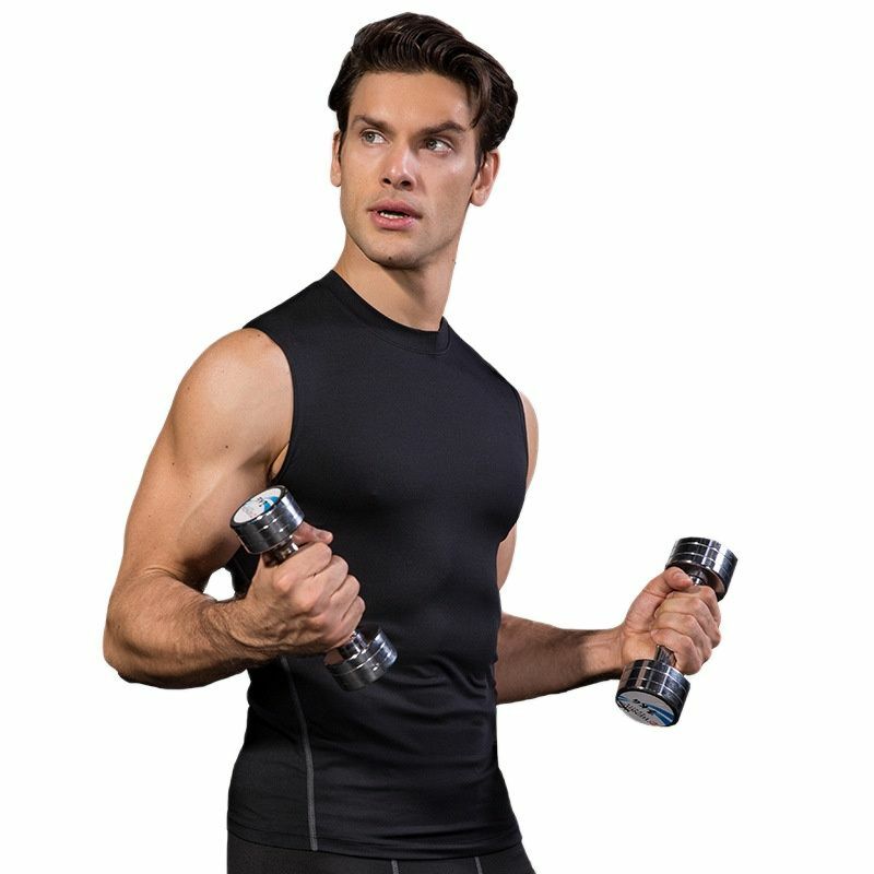Мужской спортивный облегающий жилет для бега, Облегающая майка, базовый слой, футболка без рукавов, топ, свитшот, спортивная одежда для легкой атлетики, одежда для активного отдыха