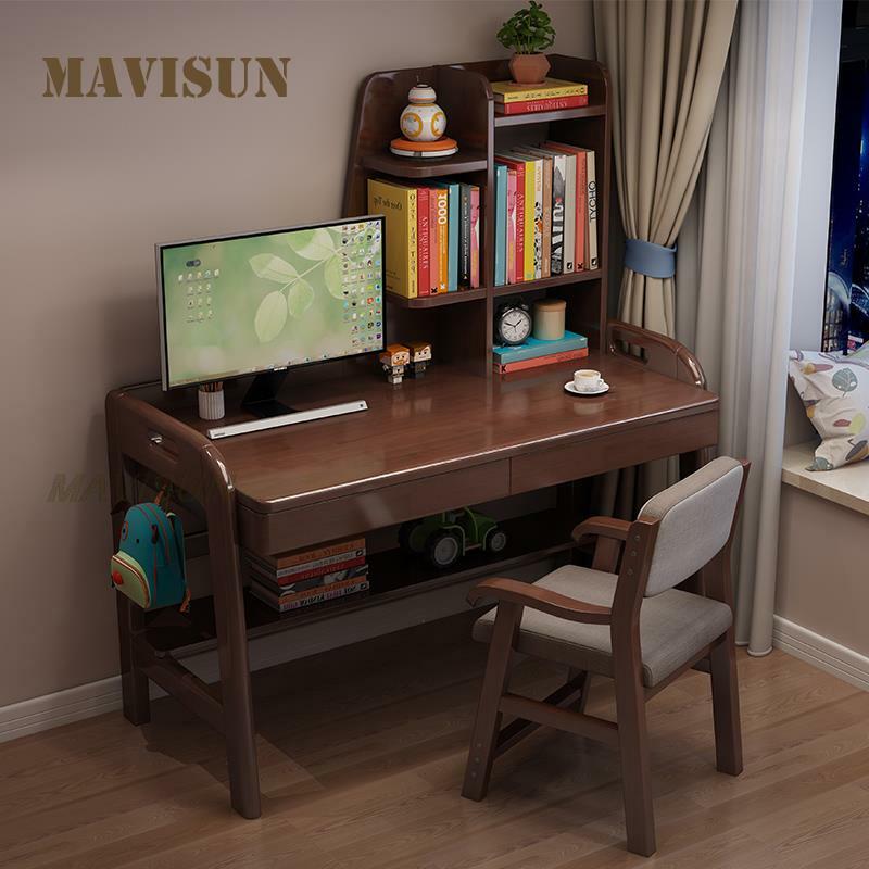 Proste biurko z litego drewna dla dzieci biurko do domu Student biurko szkolne sypialnia biurko komputerowe regał wielofunkcyjny stół