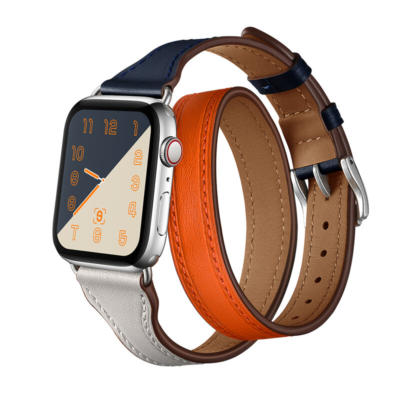 Leather Loop strap For Apple Watch Band 42mm 38mm 44mm 40mm Iwatch 5 4 3 2 1  Double Tour Wrist Strap Bracelet Watchband