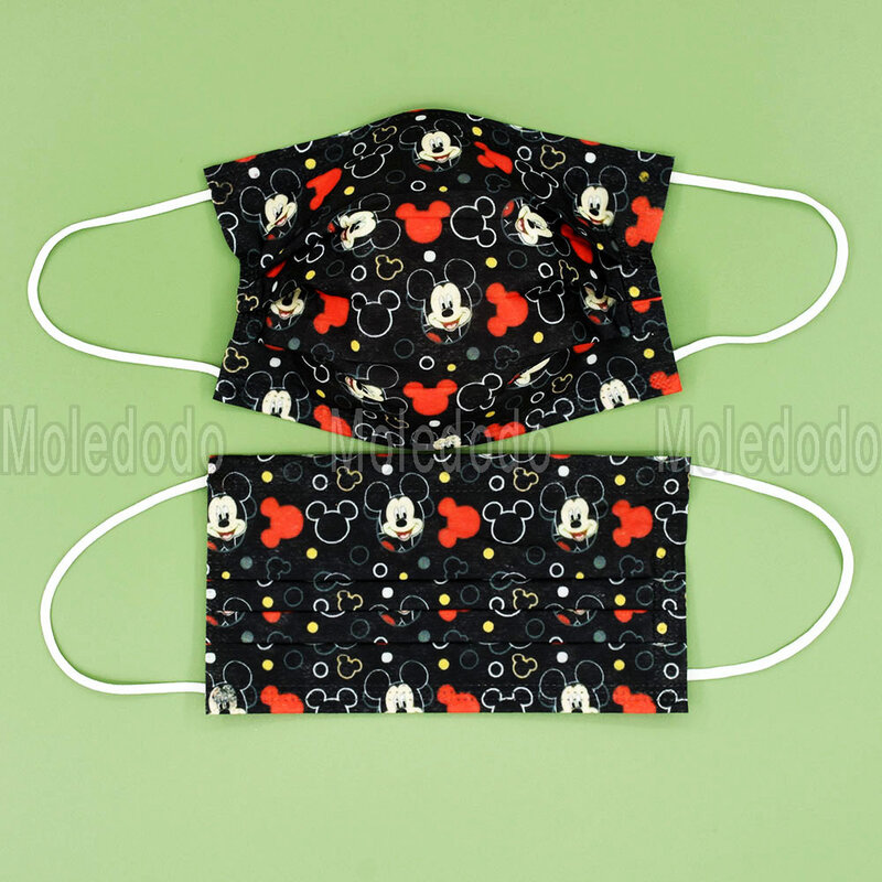 10/20/30/40/50/100 sztuk Mickey jednorazowe maska dla dorosłych czarny czerwony myszka Mickey Anime maska pył na zewnątrz anonimowe maski
