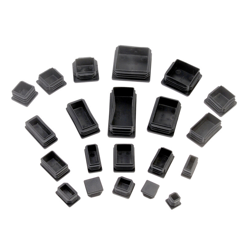 사각 플라스틱 블랙 블랭킹 엔드 캡 튜브 파이프 삽입 플러그 마개, 10x10 ~ 100x100mm, 2 개, 4 개, 10 개