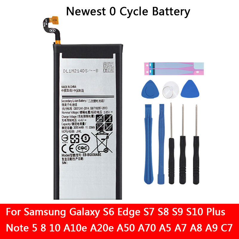 Batteria originale ad alta capacità per Samsung GALAXY S6 Edge Plus S7 S8 S9 S10 Plus nota 5 8 10 A10e A20e A50 A70 A5 A7 A8 A9 C7