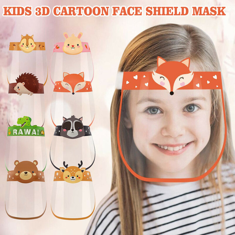 Crianças ao ar livre crianças menino menina dos desenhos animados face shields capa máscara com faixa elástica nova proteção transparente faces escudos 2020