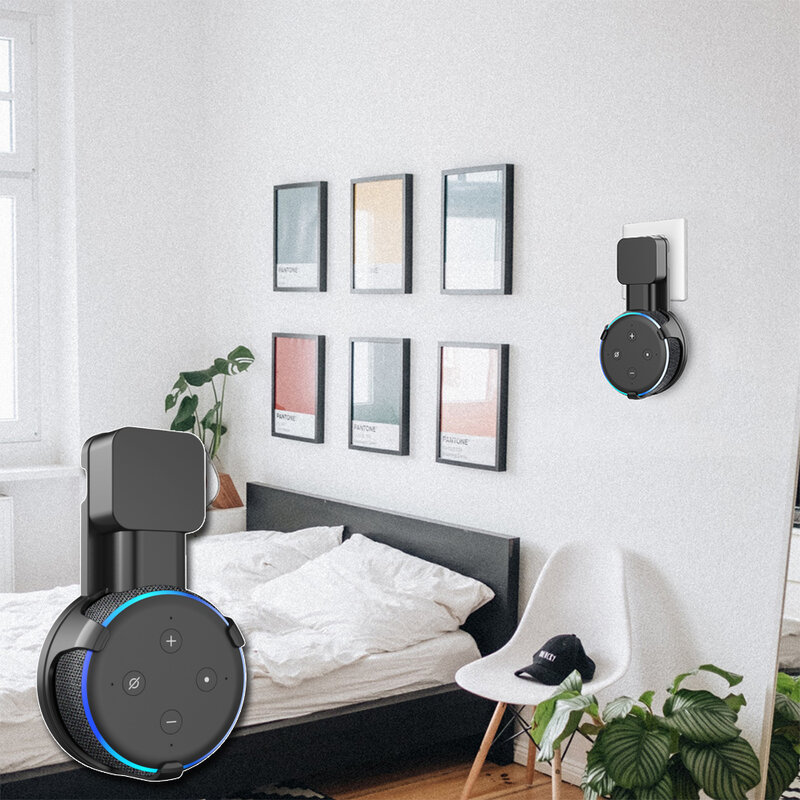 PlusAcc Outlet stojak z uchwytem na ścianę wieszak na Amazon Alexa Echo Dot 3. Generacji praca dla Amazon Echo Dot 3 etui na uchwyt wtyczka w sypialni