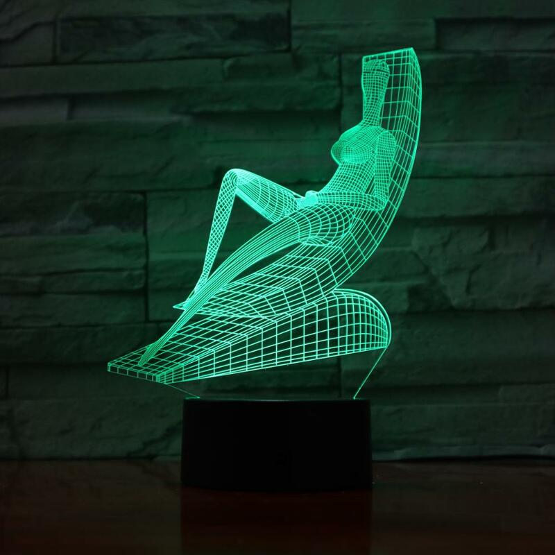 Luce notturna a LED 3D Yoga Sport 7 colori lampada da camera da letto in acrilico luci notturne scrivania decorazione da tavolo luce notturna a led 842