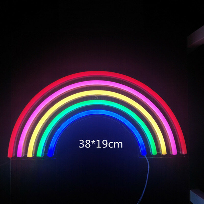 Форма радуги неоновая вывеска настенная подвесная светодиодная неоновая подсветка для рождества окна искусства стены внутреннего декора красочная неоновая лампа с питанием от USB
