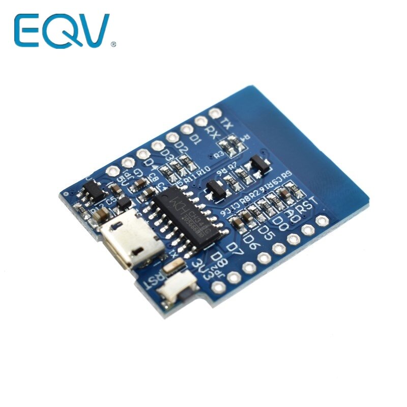 EQV-placa de desarrollo Mini ESP8266, ESP-12, CH340G, CH340, V2, USB, WeMos, WIFI, D1, NodeMCU, Lua, IOT, 3,3 V, con pines