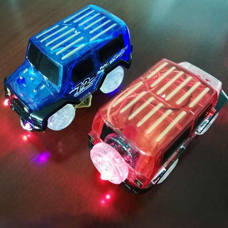 Piste magique flexible avec lumières clignotantes pour enfants, rail de course de voiture, jouets créatifs amusants, cadeaux de bricolage, bleu et rouge, ZK30