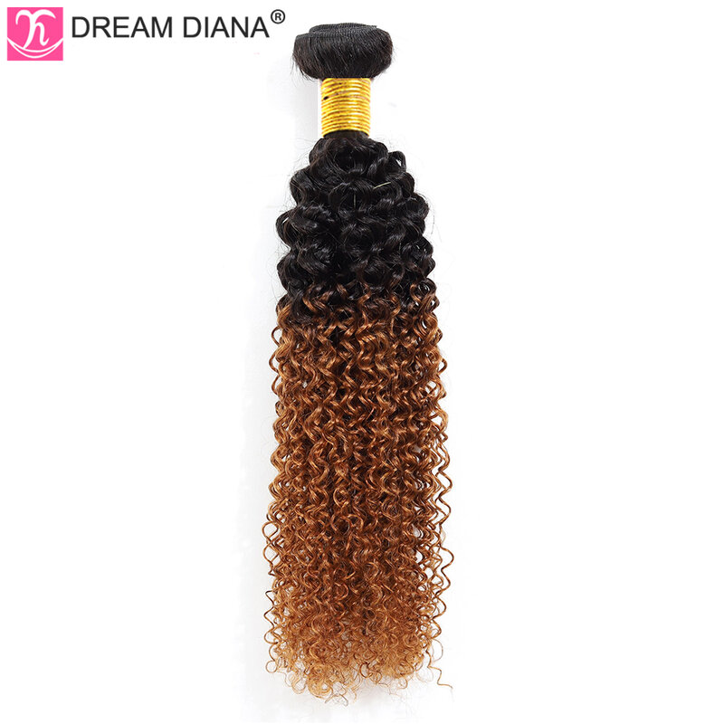 DreamDiana-Mèches malaisiennes Remy naturelles, cheveux crépus bouclés, brun ombré 10A, T1B/30, 10-26 pouces, 1/3/4 mèches, 100%