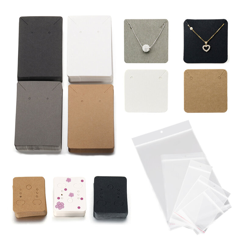 50 pz/lotto carte da esposizione in carta orecchini collane accessori per la conservazione sacchetti di imballaggio in plastica per scatola di gioielli fai da te cartone