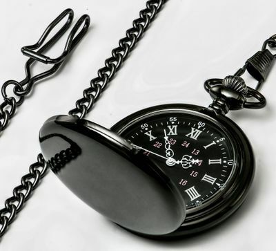 Retro Gladde Heren Zwart Zakhorloge Zilver Polish Quartz Pocket Fob Horloges Hanger Met Ketting Relojes De Bolsillo