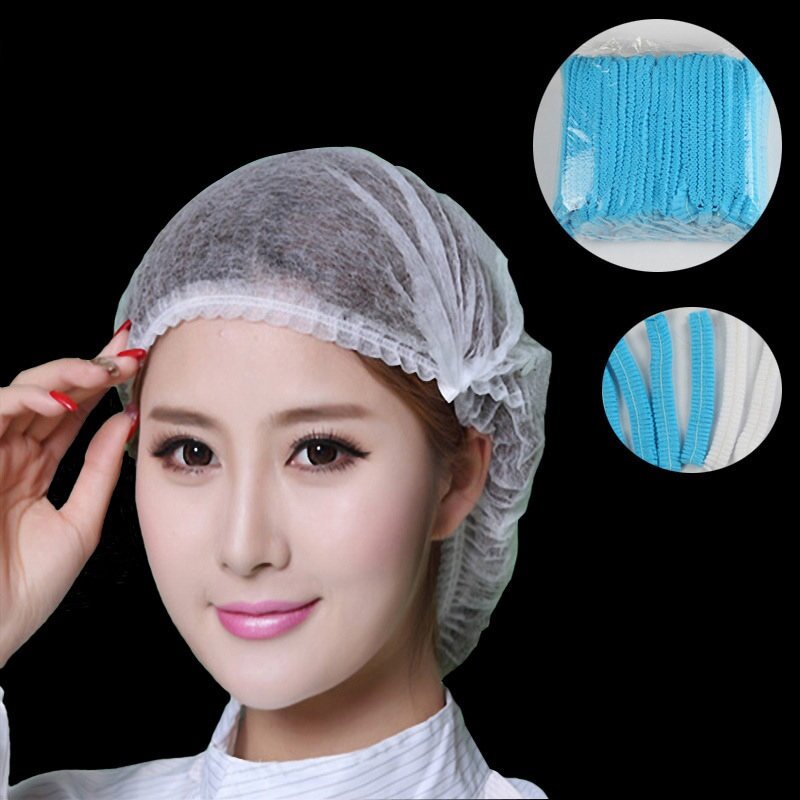 100Pcs Disposable Cap Hat Dust-proof Strip Hood Beauty Salon Cap Protection Cap Bathroom Supplies Eyebrow Tattooing Catering Hat