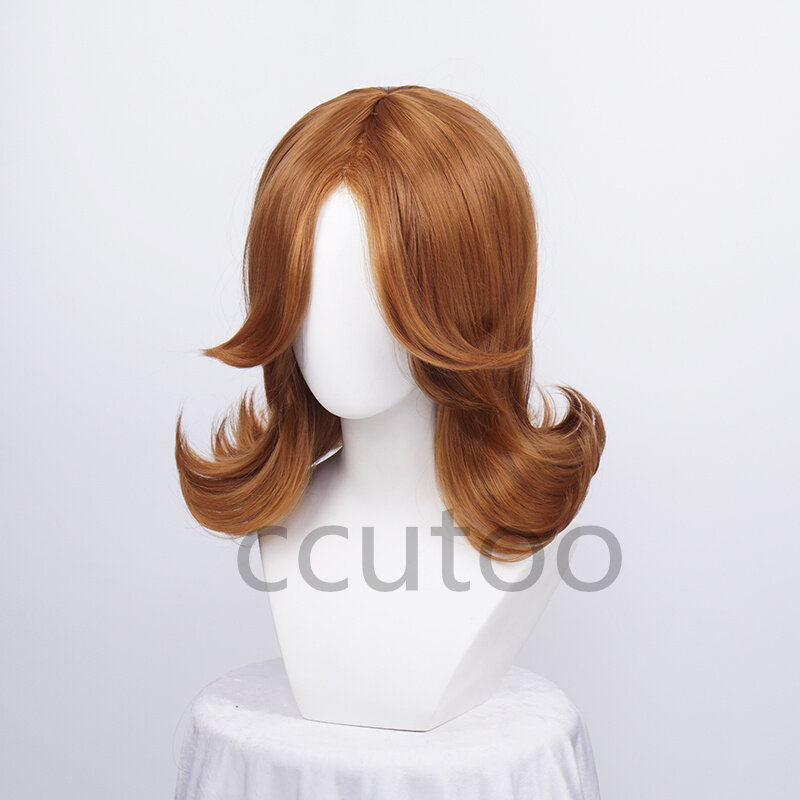 Super Mario Land PrincessDaisy Wigs Curly Brown Princess Daisy Cosplay Costume Wigs Heat Resistant Synthetic Hair + Wig Cap