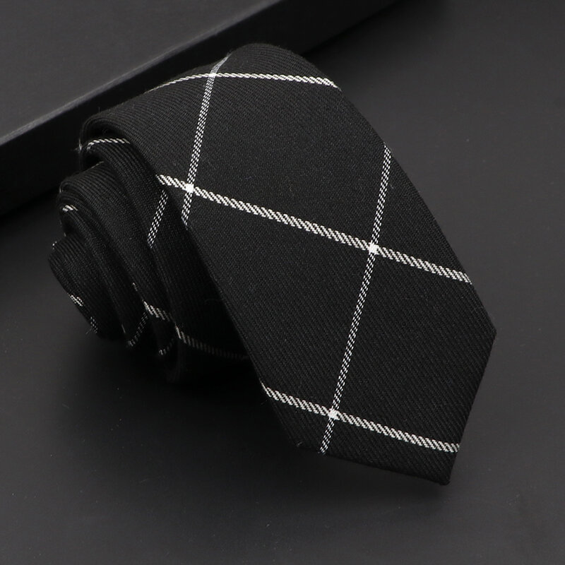 Cravatte classiche da uomo in cotone di alta qualità fatte a mano Skinny 6CM cravatta scozzese tinta unita a righe accessori per camicie da lavoro strette