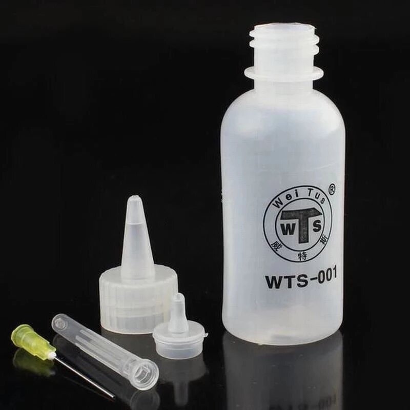 Botella de Alcohol líquido de plástico para WTS-001, dispensador de colofonia, pasta fundente de soldadura para teléfono, limpieza de PCB, reparación de soldadura, 50ML, 2 uds.