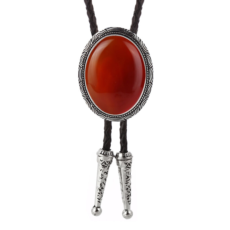European and American fashion natural agate bolo tie men's suit collar brace women's sweater chain wedding gift