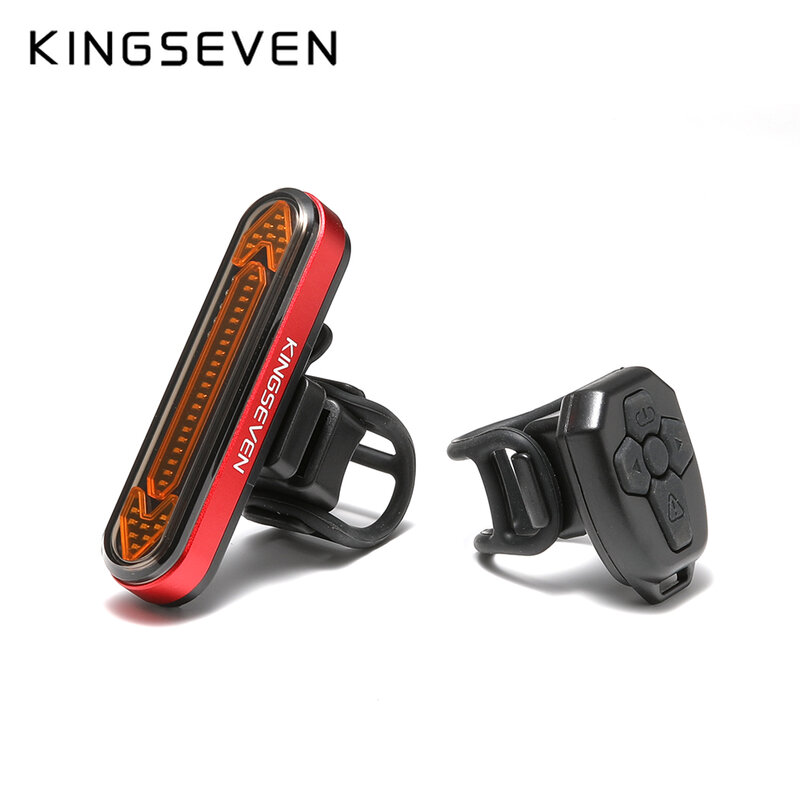 KINGSEVEN Lampu Belakang Sepeda Dela USB Lampu Belakang Peringatan Isi Ulang Lampu Lentera LED Sinyal Belok Jarak Jauh Sepeda