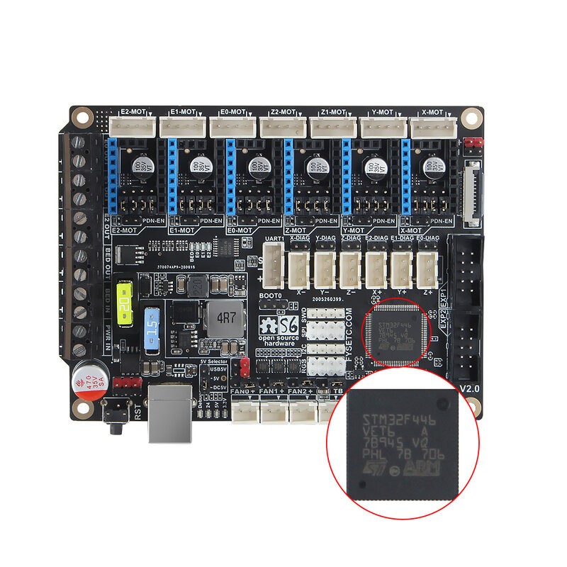 S6 V2.1 32 Bit Board XH Connector Control Board Support 6X TMC Drivers Uart/SPI Flying Wire VS F6 V1.3 SKR V1.3
