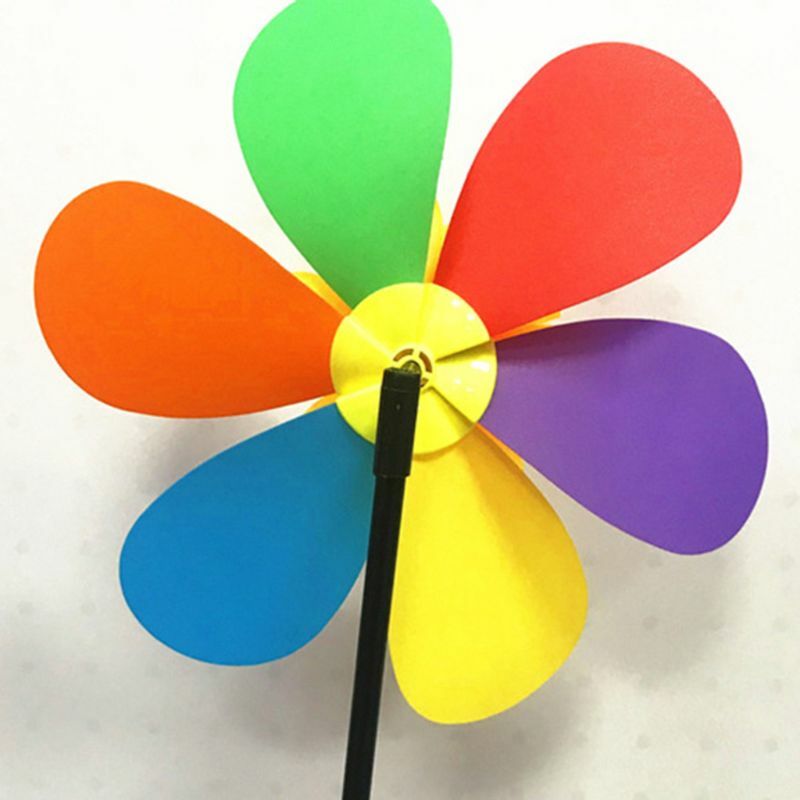 ดอกทานตะวันสีสันสดใส Windmill Wind Spinner Pinwheel Garden Yard Decor เด็กของเล่น DIY