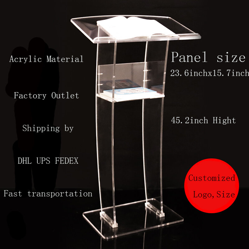 Simple Transparent Acrylic Church Podium Welcoming Platform Podium Table Consultation Reception Desk Shopping Speaking Platform