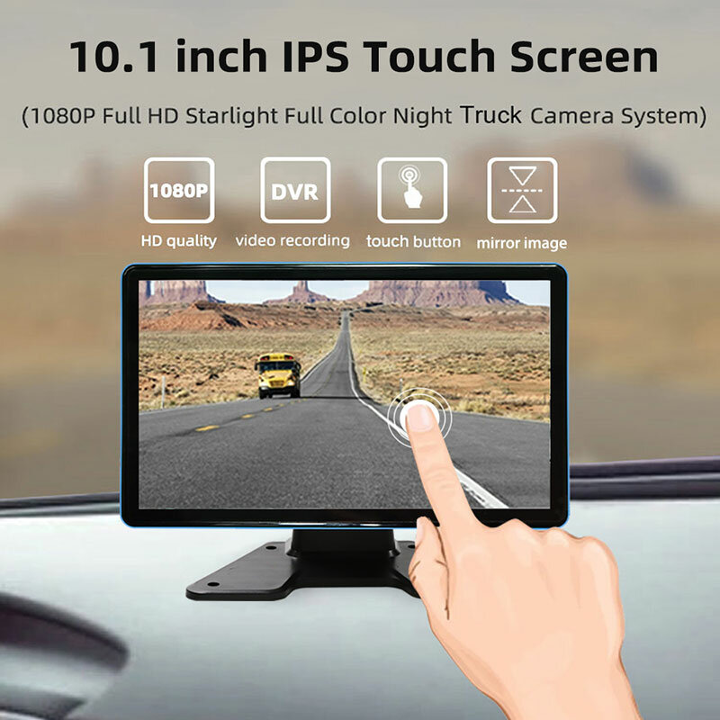 Sistema de Vigilancia AHD con pantalla táctil de 10,1 pulgadas para coche/RV/autobús/camión, cámara CCTV HD de 1080P para vehículo, visión nocturna, aparcamiento de marcha atrás