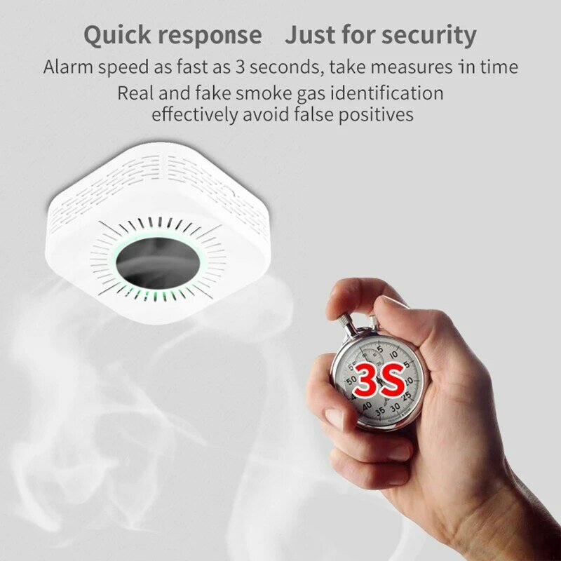AMS-2 w 1 CO dymu i tlenek węgla detektor alarmu dla inteligentnego Alarm domowy bezpieczeństwa 433MHz pierścień System alarmowy
