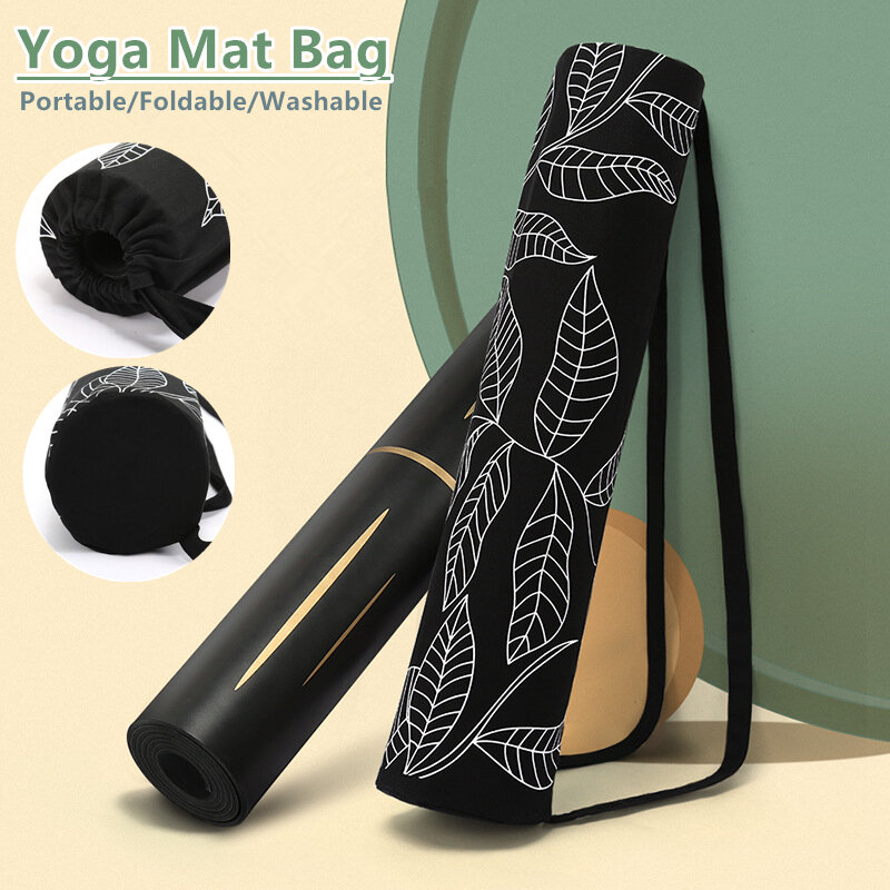 Sac de yoga en toile imprimée noire pour dames, portable, épais, sport, rangement, salle de sport, exercice, porte-fitness, 1 pièce