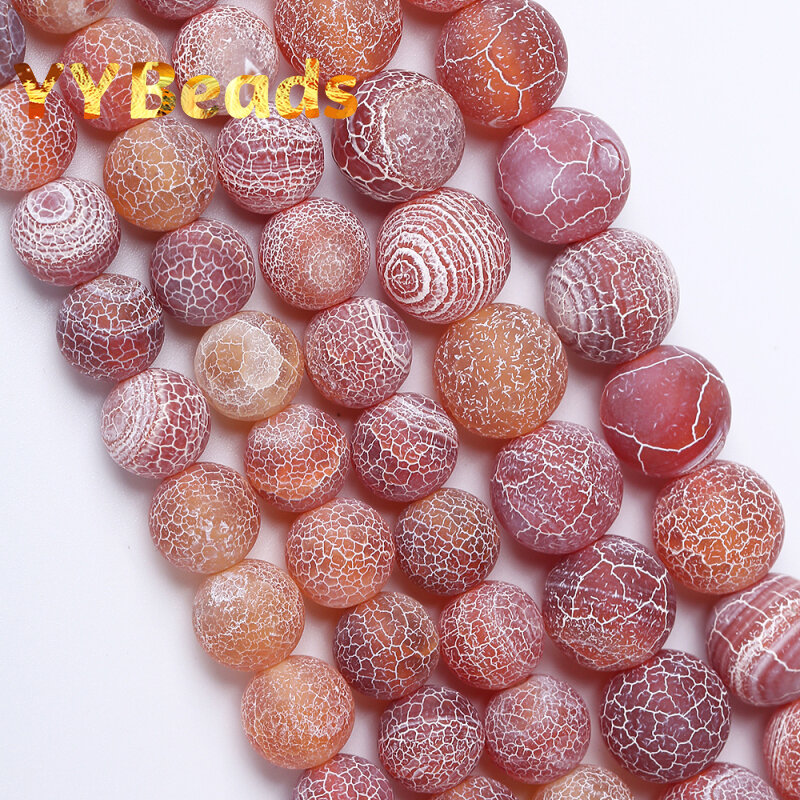 4-12mm Natural Matte Frost Cracked Agates Beads Dragon Veins Agates Loose Beads For Jewelry Making DIY Bracelets Various Colors