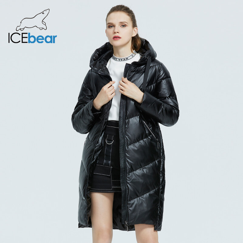 Icebear 2023เสื้อแจ็คเก็ตมีฮู้ดสำหรับผู้หญิง, เสื้อโค้ทผ้าฝ้ายกันหนาวแบบบางลำลอง GWD20302D
