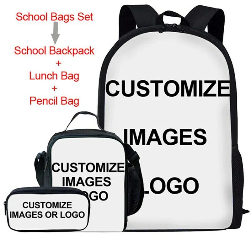 Bonito puggy impressão para o jardim de infância mochila escolar estudante para o menino e menina pré-mary bookpack com sacos de almoço 3 pçs conjuntos daypack