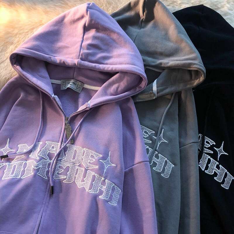 Bigorange e-girl outwear rosa tops zip-up hoodies feminino letras impressão moletom y2k hip hop streetwear kawaii harajuku roupas