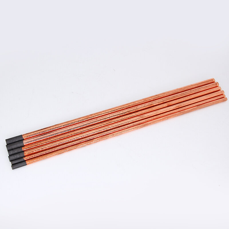 Air Carbon Arc Gouging Rods, Haste de eletrodo de grafite redondo de cobre para DC Gás Gouging Gun, Haste de carbono eletrodo, 4-10mm, 5Pcs