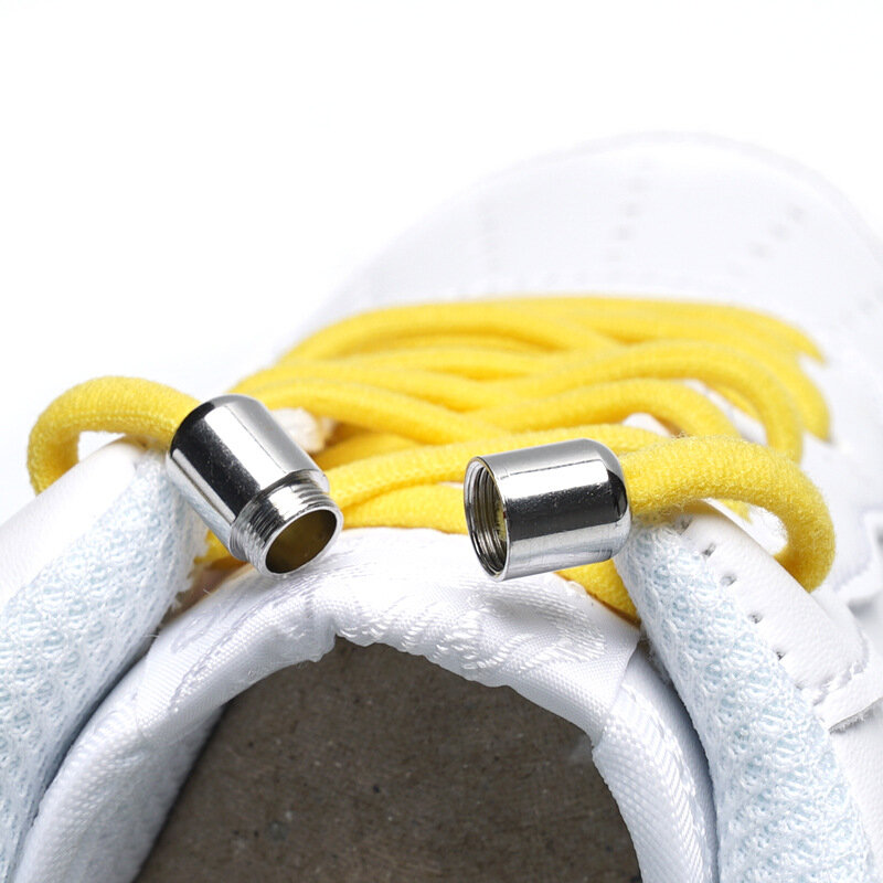 Lacets de chaussures élastiques ronds pour hommes et femmes, fermeture en métal, spéciaux, sans aught, laçage en caoutchouc, 1 paire