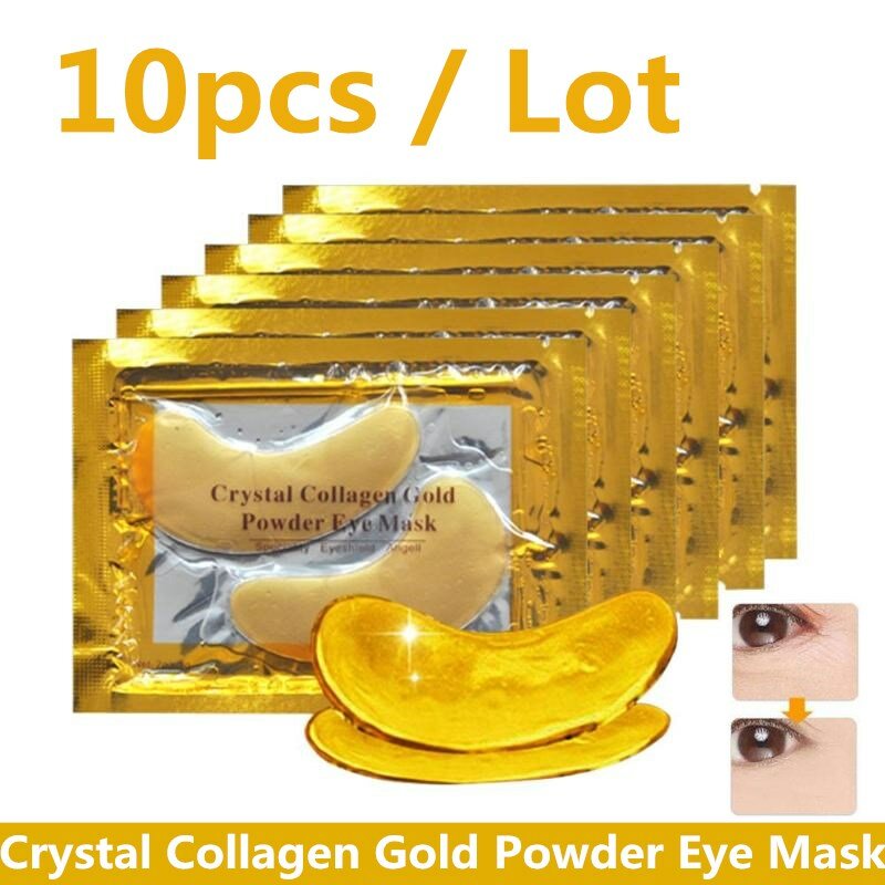 Máscara de cristal de colágeno, máscara em pó de ouro anti-envelhecimento para olheiras, acne, adesivos de beleza para cuidados com a pele, cosméticos coreanos com 10 peças