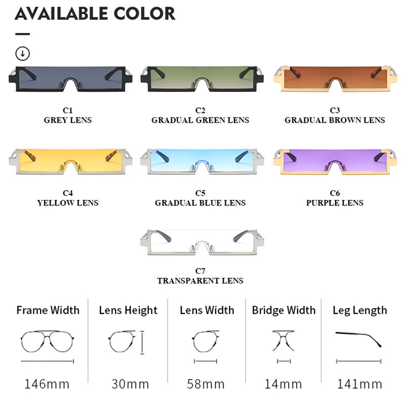 Fashion Square małe okulary przeciwsłoneczne damskie Retro Vintage One Piece Rimless okulary przeciwsłoneczne męskie przezroczystą niebieską odcienie UV400 Eyewear 2021