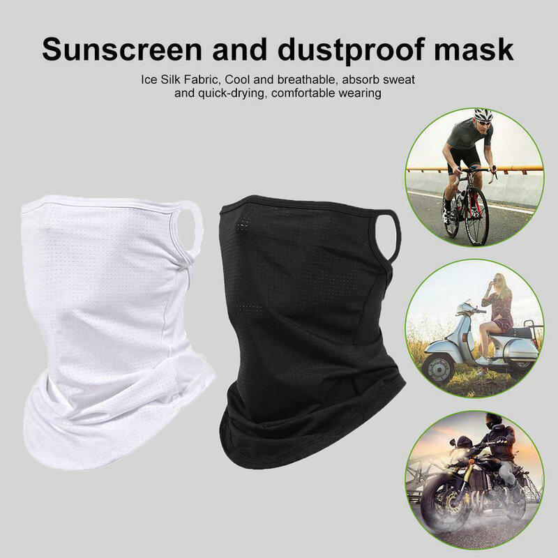 Sun Protection Face Scarf Mask Anti-dust Neck Gaiter Outdoor Cycling Hiking Sports Men Women Headwear Hanging Ear Ice Silk Scarf