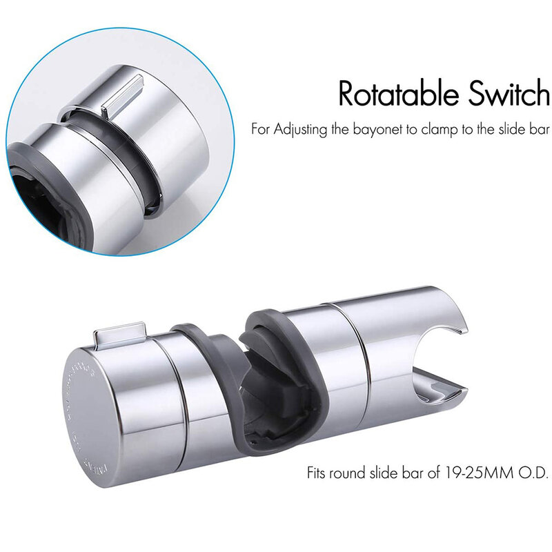 Shower Rail Slide Bathroom Shower Room Showerhead ABS Plastic Holder Bracket 360 Degree Rotation, 19/22/24/25mm