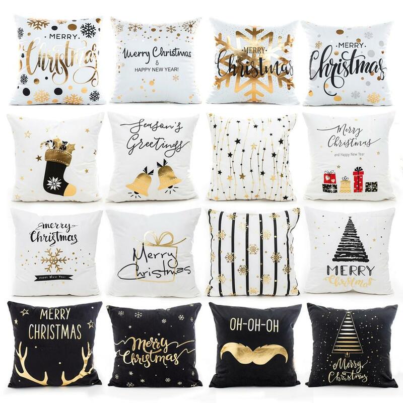 QIFU Cotton Linen Merry Christmas Cushion Covers 45x45cm Decorative Christmas Pillow Cases Cover Home Decor Sofa Pillowcase