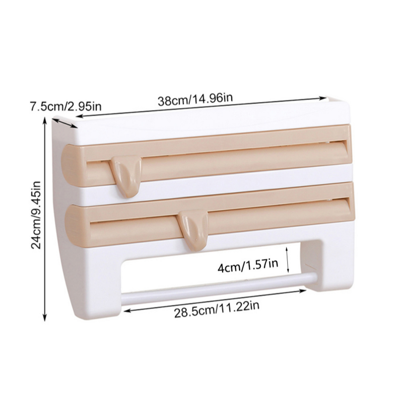 ADOREHOUSE Paper Towel Holder Sauce Bottle Rack Kitchen Organizer 4 In 1 Cling Film Cutting Holder Kitchen Accessories