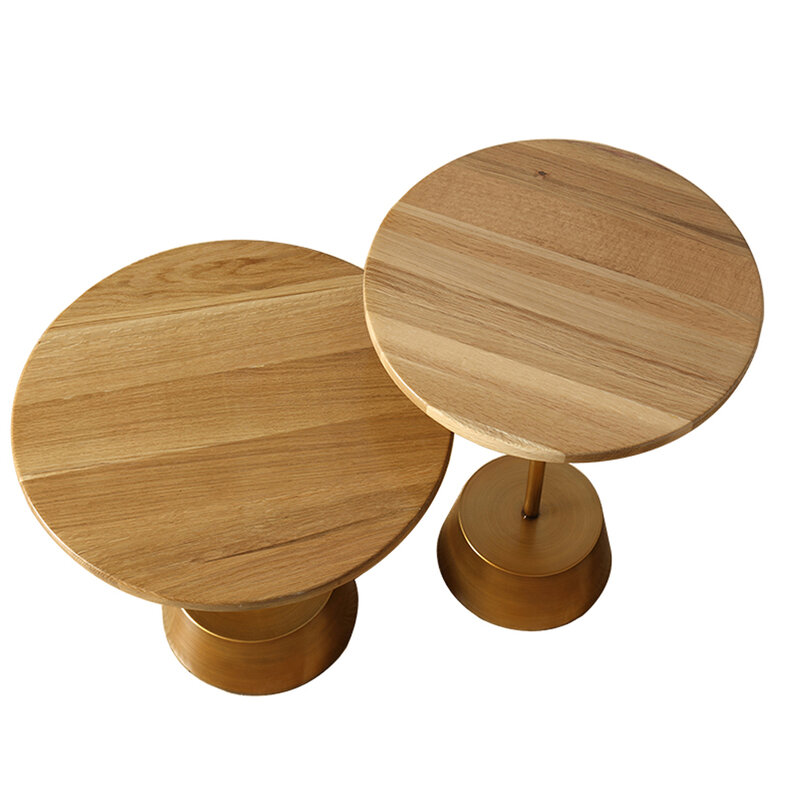 Mesa de centro de madera maciza de roble, muebles pequeños, sencilla y redonda, para ocio