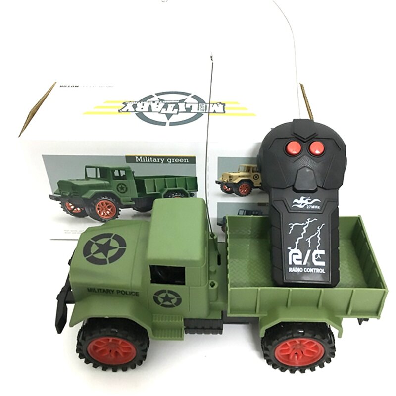 Voiture RC 27MHZ 4WD 15 km/H, modèle de camion militaire télécommandé bidirectionnel, 1/24