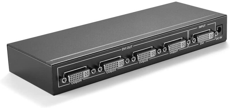 DVI Splitter 1ใน4 Out DVI Dual/Single Linkวิดีโอหญิง1X4 Distribution Amplifierกล่องแยก
