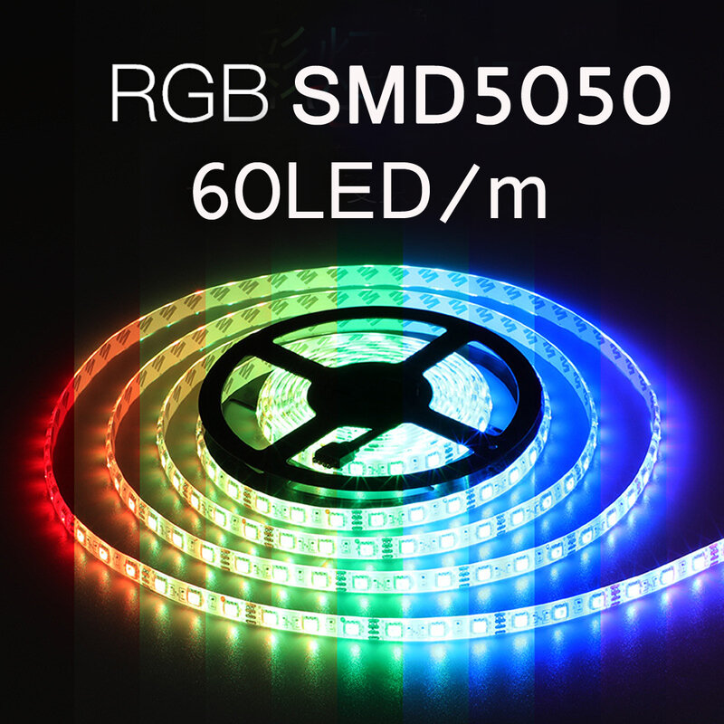 Bande Lumineuse LED 5050 RGB, Flexible, Haute Luminosité, Imperméable, 12V, 24V, 5m, 10m, 20m, 30m, 50m, 100m, 6mm, 10mm, Ruban 60LED/m