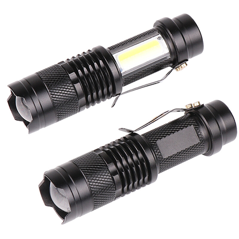 Minilinterna LED COB con batería integrada, linterna táctica impermeable con zoom, carga USB, bombillas, 4000LM