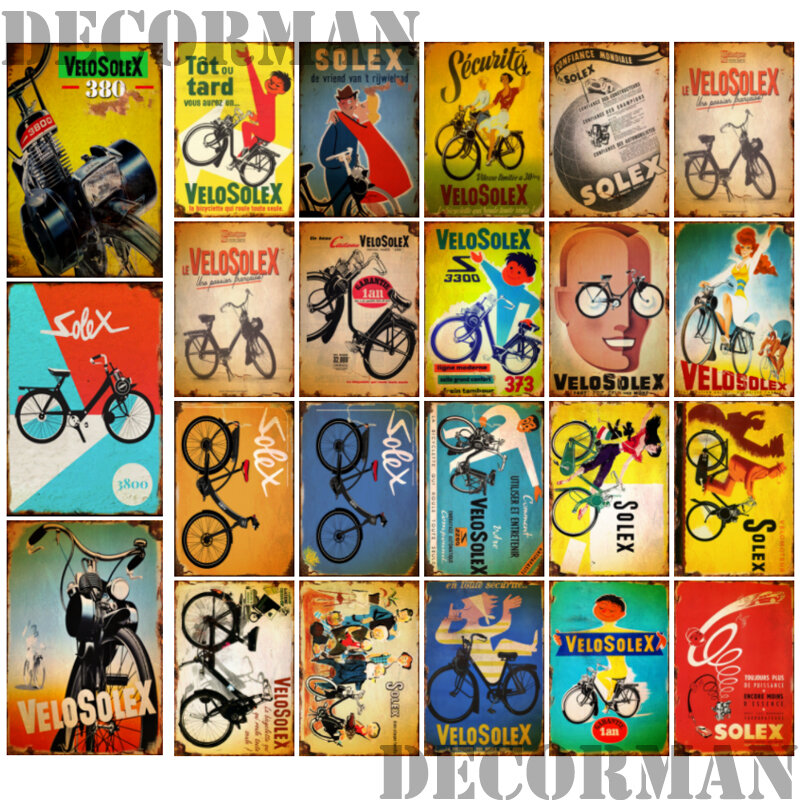 [장식] 벨로 솔렉스 프랑스 자전거 금속 로그인 사용자 정의 벽 포스터 철 그림 펍 룸 바 호텔 장식 LTA-2033